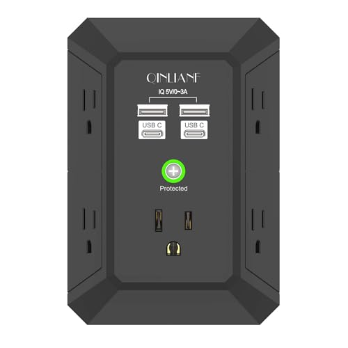 Surge Protector, QINLIANF 5 Outlet Extender with 4 USB Ports(2USB-C)
