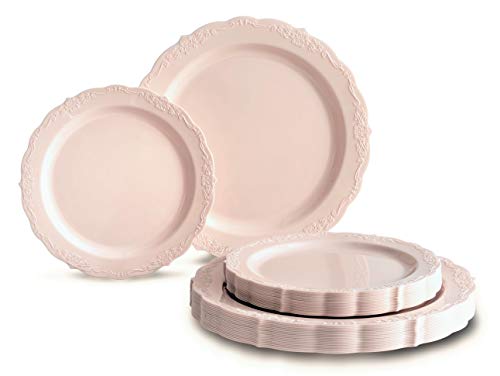 " OCCASIONS " 50 Plates Pack (25 Guests)-Vintage Wedding Party Disposable Plastic Plate Set -25 x 10'' Dinner + 25 x 7.5'' Sa