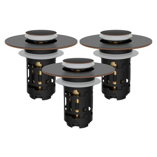 Hibbent 3 PCS Upgraded 3 in 1 Bathroom Sink Drain Strainer, Pop Up Stopper