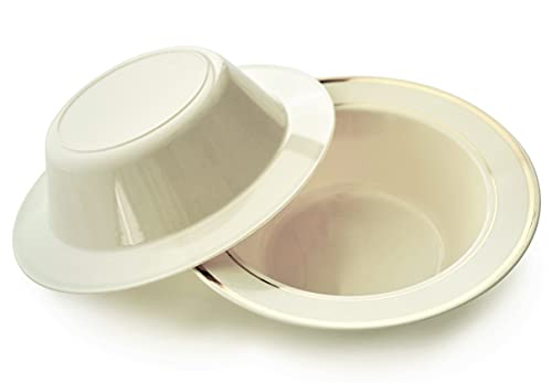" OCCASIONS " 40 Piece Plates Pack, Heavyweight Disposable Wedding Party Plastic Bowls (6 oz Dessert Bowls, Ivory & Gold Rim)