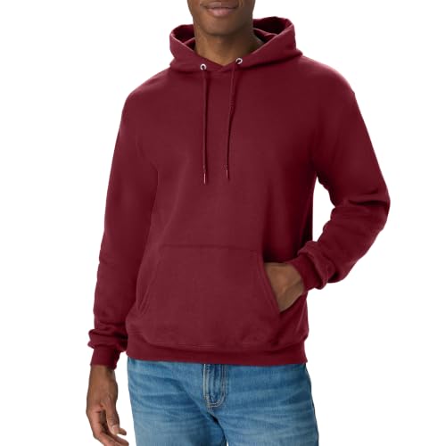 Hanes Comfortblend EcoSmart Hoodie, Midweight Fleece, Pullover Hooded Sweatshirt for Men, Mulled Berry, Medium