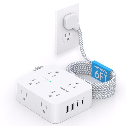 PD 30W USB C Power Strip Surge Protector 6Ft, 1080J Desk Charging Station