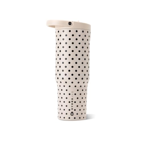 HydroJug Polka Dot Sport 40 oz Insulated Water Bottle, French Vanilla