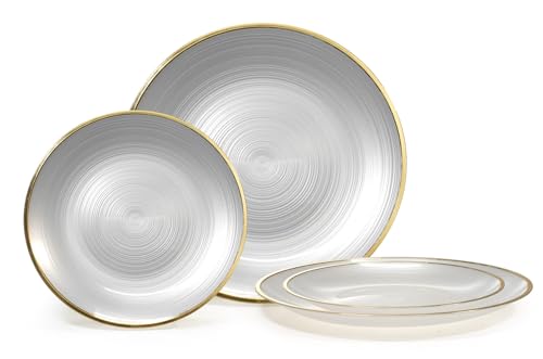 " OCCASIONS " 120 Plates Pack,(60 Guests) Premium Wedding Party Disposable Plastic Plates Set -60 x 10'' Dinner + 60 x 7'' Sa