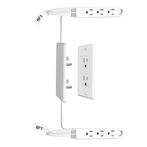 CABOCASA Dual 6FT Ultra-Thin Outlet Concealer with 6 Outlets