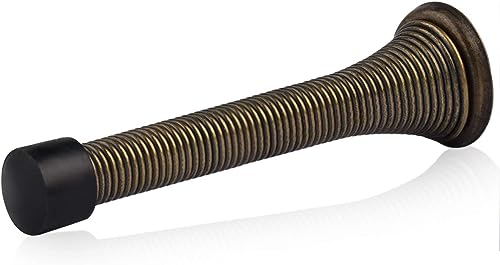 HOMOTEK 20 Pack Spring Door Stopper with Rubber Bumper 3-1/8" Flexible Spring Heavy Duty Wall Door Stop Low Mounted Door Bump