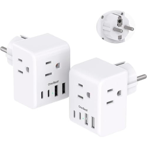 2 Pack Germany France Travel Plug Adapter, Type E/F Power Plug Adapter