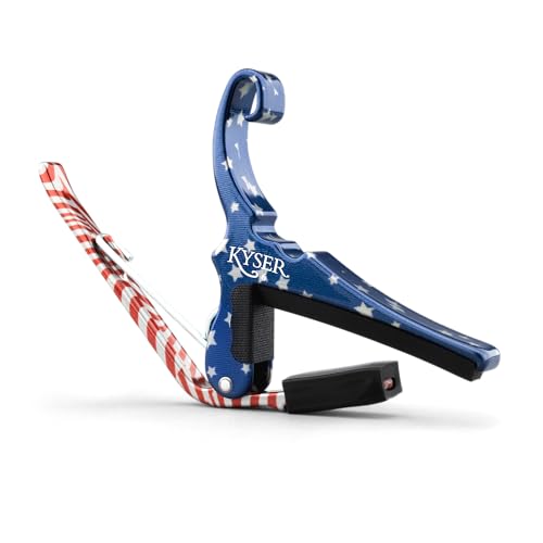 Kyser Musical Products Quick-Change Guitar Capo, KG6STARA, Stars & Stripes - For 6-String Acoustic Guitars, Made in USA, Qual