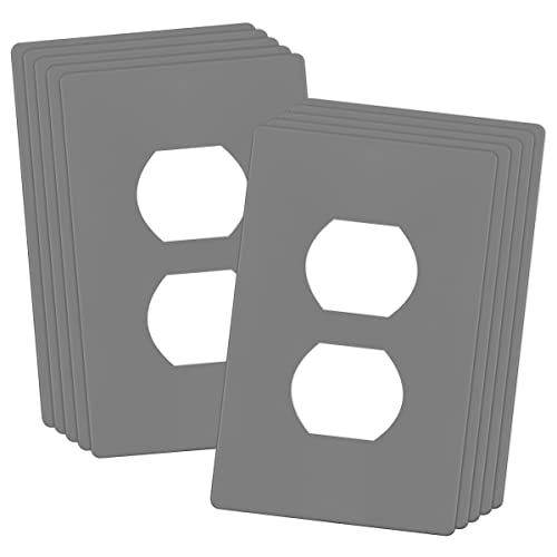 ENERLITES SI8821-GY Duplex Outlet Receptacle Cover, Screwless Wall Plate, Standard Size, 1-Gang 4.68" x 2.93", Unbreakable Po