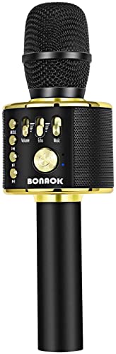 BONAOK Bluetooth Karaoke Microphone, Wireless Mic for Kids Adults to Sing
