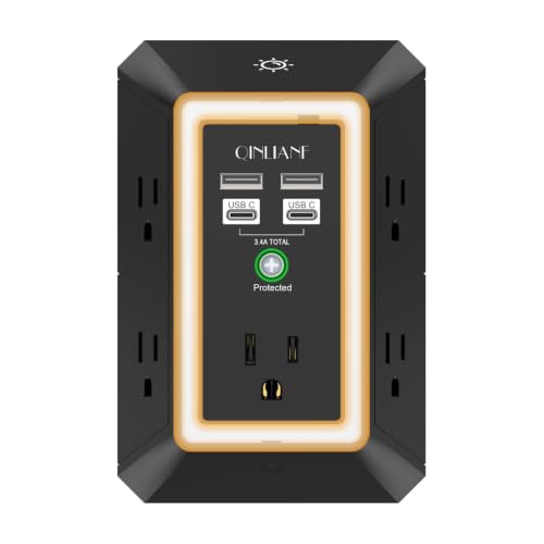Surge Protector, QINLIANF 5 Outlet Extender with 4 USB Ports(2USB-C)
