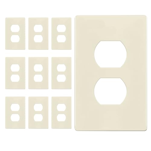 ENERLITES Duplex Outlet Receptacle Cover, Screwless Wall Plate, Standard Size, 1-Gang 4.68" x 2.93", Unbreakable Polycarbonat