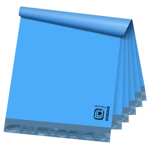 POLYSELLS 100 pcs 12x15.5 Inches Blue Poly Mailers Shipping Envelopes, Strong Adhesive Sealing, Waterproof, and Tear-resistan