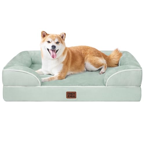EHEYCIGA Orthopedic Large Dog Bed, Waterproof Memory Foam, Non-Slip Bottom, Sage Green, 36"L x 27"W x 6.5"Th