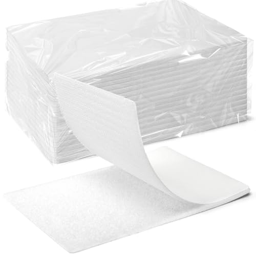 Art3d 20 Sets Hook and Loop Tape, 4"x 6" Sticky Back, Heavy Duty, White