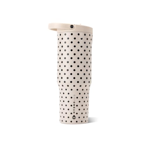 HydroJug Polka Dot Sport 32 oz Insulated Water Bottle, French Vanilla