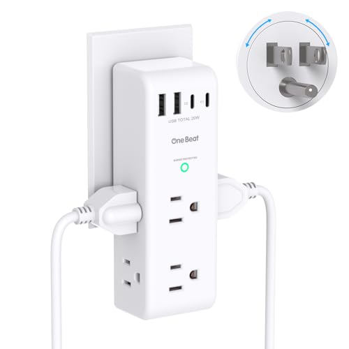 PD 20W Surge Protector Outlet Extender with Rotating Plug, USB Wall Outlet