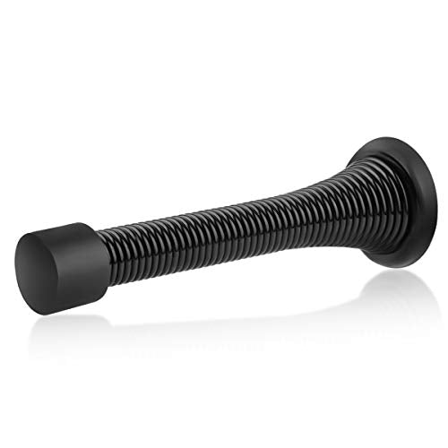 HOMOTEK 30 Pack Black Spring Door Stops,3-1/8" Heavy Duty Door Stop - Flexible Spring Door Stopper with Low Mounted Black Rub