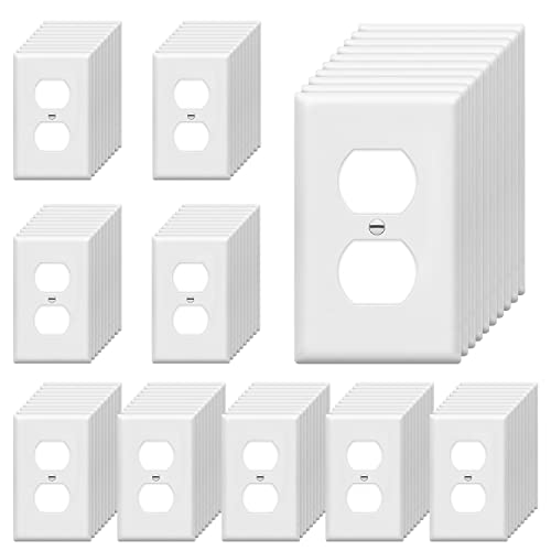 ENERLITES 100 Pack Outlet Covers Wall Plate for Duplex Receptacle, White