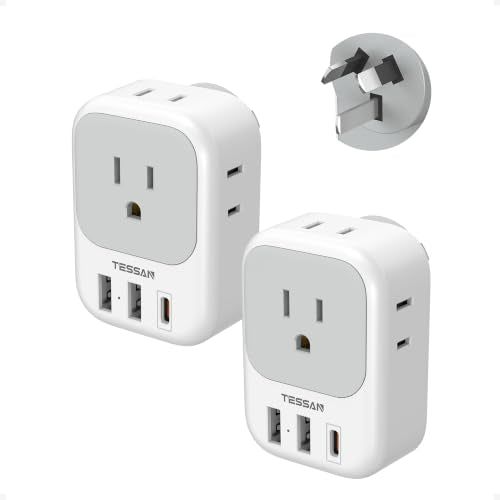 TESSAN Australia Plug Adapter, New Zealand Power Adaptor, 2 Pack