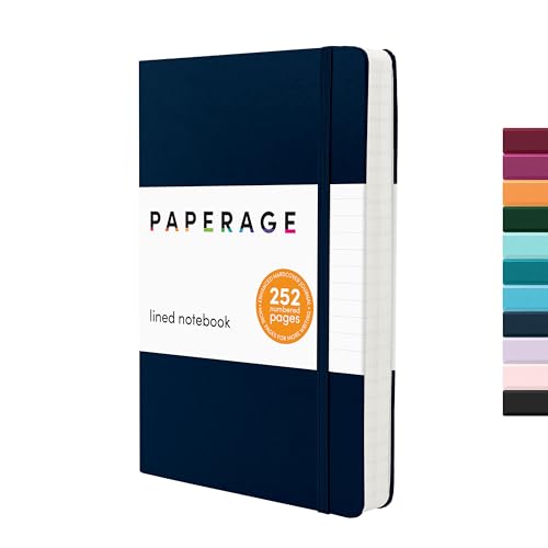 PAPERAGE Lined Journal Notebook, Hardcover Journal for Women & Men, 252 Pages, (5.6 in x 8 in), College Ruled Journaling Note