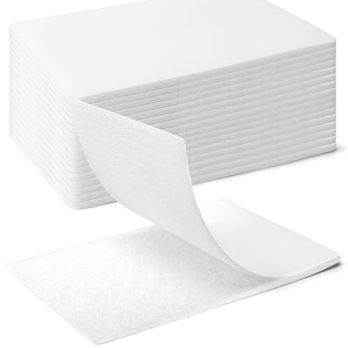 Art3d 16 Sets Hook and Loop Tape Sticky Back, 4"x6" Double-Sided Command Adhesive Strip Heavy Duty, White