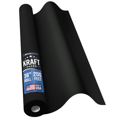 Bryco Goods 36” x 2400” (200’) Black Kraft Paper Roll - Made in USA - Ideal for Bulletin Board, Packing, Shipping, Arts & Cra