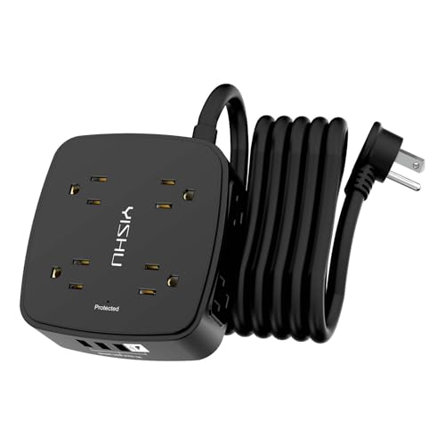 10 Ft Surge Protector Power Strip - 8 Widely Outlets with 4 USB Ports, 3 Side Outlet Extender with 10 Feet Extension Cord, Fl