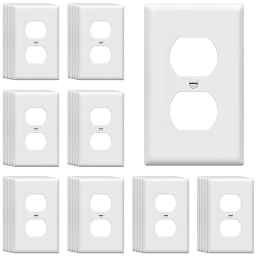 ENERLITES 40 Pack Outlet Covers Wall Plate for Duplex Receptacle, White