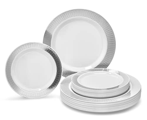 " OCCASIONS " 50 Plates Pack (25 Guests)-Heavyweight Wedding Party Disposable Plastic Plate Set -25 x 10.5'' Dinner + 25 x 7.