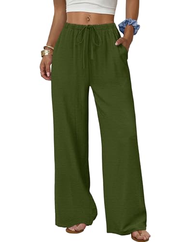Sampeel Petite Pants for Women Elastic Waist Casual Loose Fit Lounge Pants Linen Clothes Summer Outfits Spring Clothes Resort