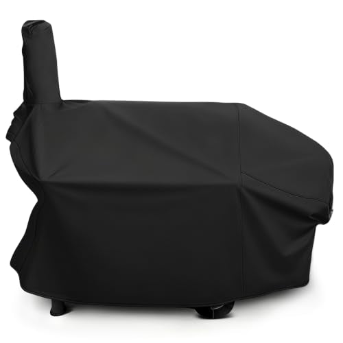 i COVER 66 Inch Offset Smoker Cover, 600D Pellet Grill Cover, Heavy Duty BBQ Smoker Cover, Waterproof Patio Outdoor Canvas Ba