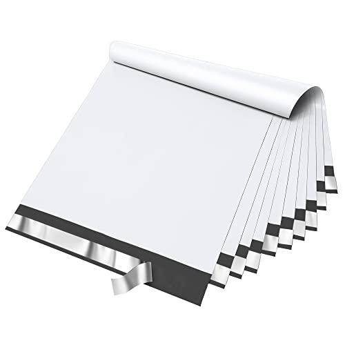 Fuxury 12x15.5" Poly Mailers 100Pcs,Sturdy Shipping Bags for Clothing,White