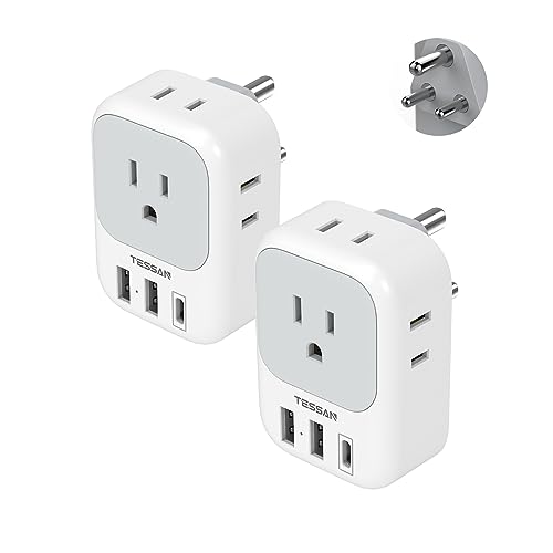 TESSAN India Plug Adapter 2 Pack, Type D Travel Adapter