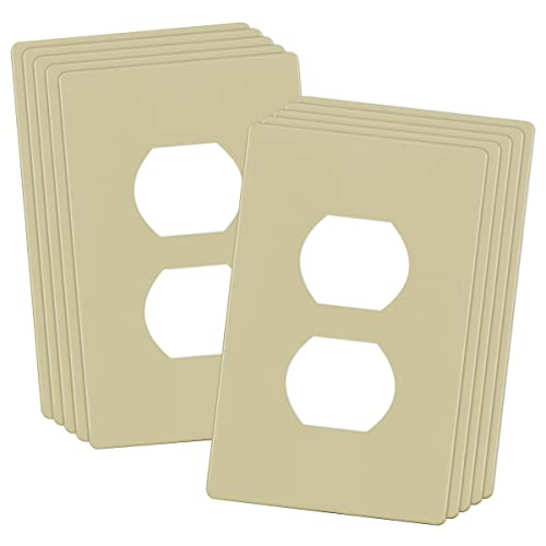 ENERLITES SI8821-I Duplex Outlet Receptacle Cover, Screwless Wall Plate, Standard Size, 1-Gang 4.68" x 2.93", Unbreakable Pol