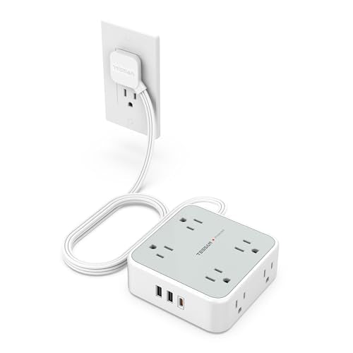 TESSAN Surge Protector Power Strip with 900J Surge Protection, 5 Ft, Grey