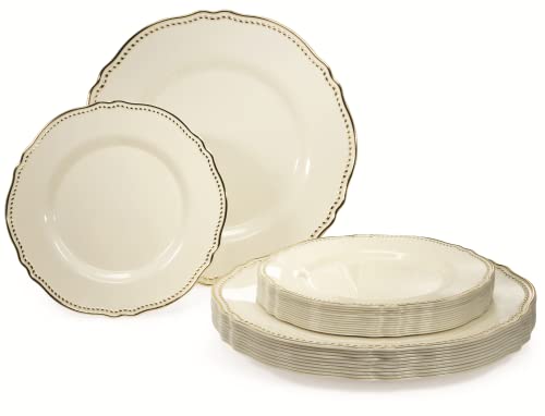 " OCCASIONS " 120 Plates Pack,(60 Guests) Heavyweight Premium Wedding Party Disposable Plastic Plates Set -60 x 10.25'' Dinne