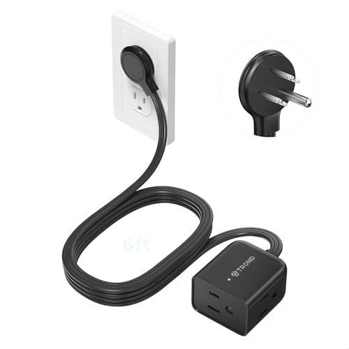 TROND Rightward Flat Plug Extension Cord 6ft for Small Tight Spaces, Black