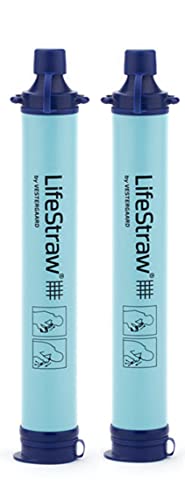 LifeStraw Personal Water Filter for Hiking, Travel and Emergency, Blue, 2PK