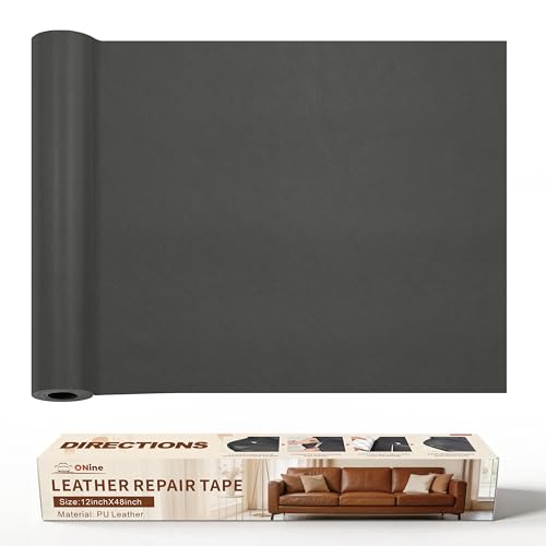 ONine Leather Repair Patch，Leather Repair Tape, 12 x 48 inches Leather Repair Patch for Furniture,Vinyl Repair Kit，Leather Co