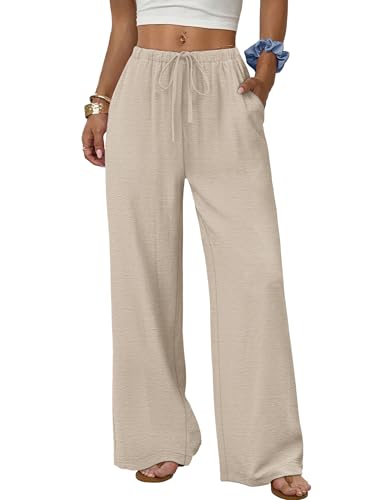 Sampeel Linen Pants Women Wide Leg Palazzo Pants Flowy Casual Summer Outfits Cruise 2026 Fashion Beach Vacation Clothes Sprin