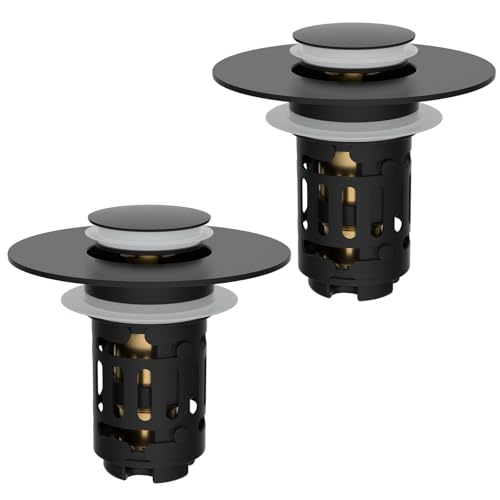 Hibbent 2 PCS Upgraded 3 in 1 Bathroom Sink Drain Strainer, Pop Up Stopper
