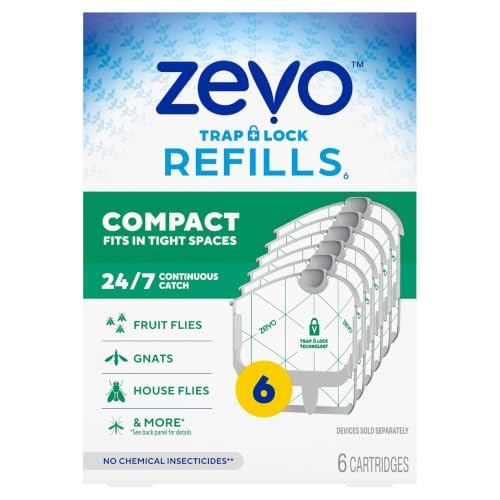 Zevo Compact Flying Insect Trap Refills for Gnats & Fruit Flies, 6 Count