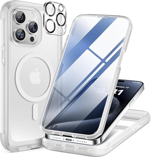 Miracase Magnetic for iPhone 12 Pro Max Case [Compatible with MagSafe] Full-Body Phone case with Built-in Glass Screen Protec