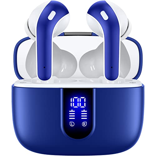 TAGRY Bluetooth Headphones True Wireless Earbuds 60H Playback LED Power Display Earphones with Wireless Charging Case IPX5 Wa