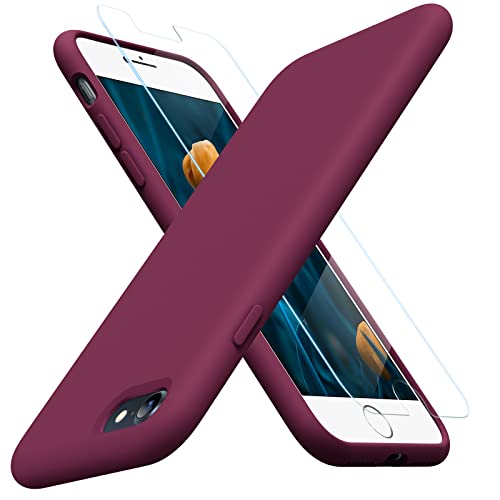 Miracase Silicone for iPhone SE 2022/SE 2020/7/8 Case,Wine Red