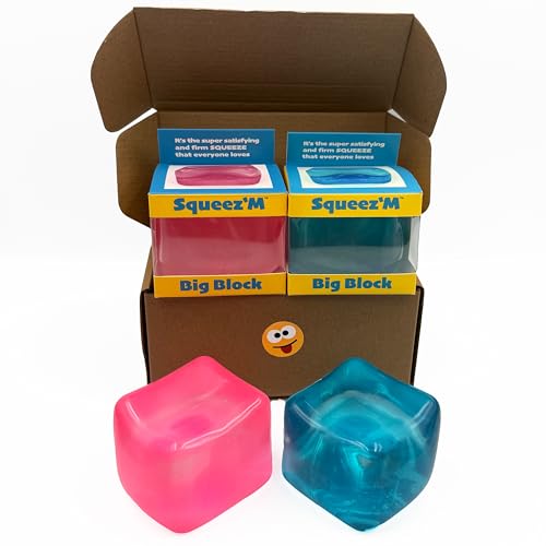 Squeez'M BigBlok Stress Cube 2 Pack (Formerly Big Block), Squishy Toy