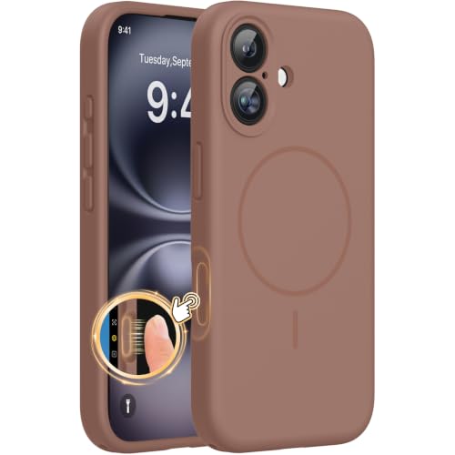 Miracase Silicone & Magnetic for iPhone 16 Case, Chocolate