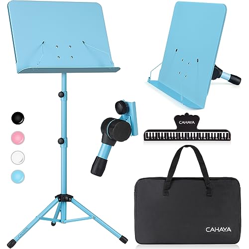 CAHAYA Sheet Music Stand Dual-use Converts to Desktop Stand Adjustable Blue