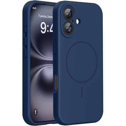 Miracase Magnetic for iPhone 16 Plus Case, Silicone, Dark Blue